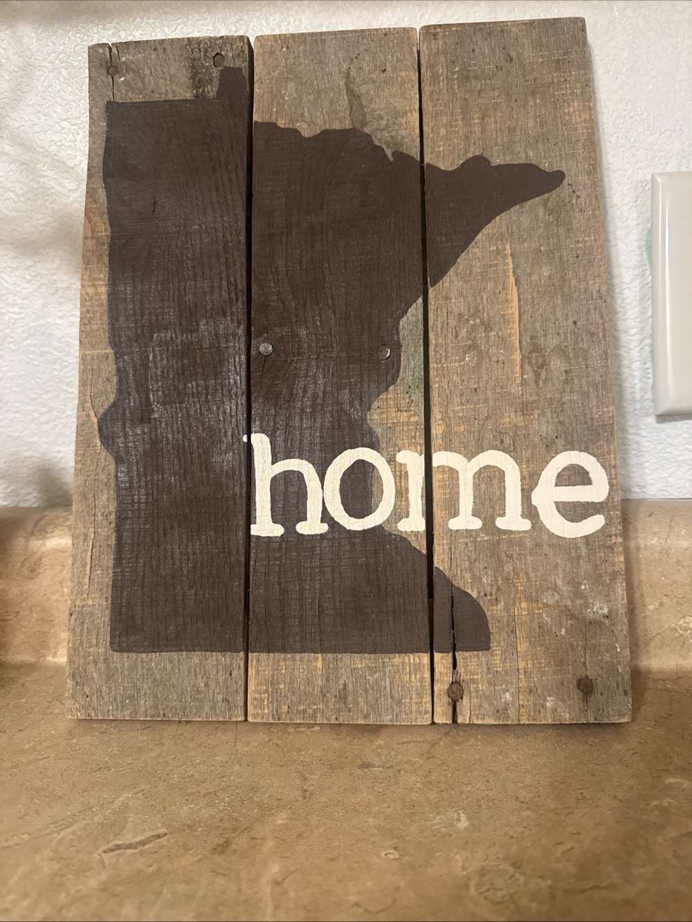 Rustic Brown Minnesota "Home" Wall Decor Sign
